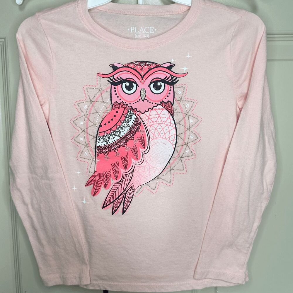Girls Long Sleeve Graphic Tees Shirt Top Children’s Place Size 5/6 Peach NWOT
